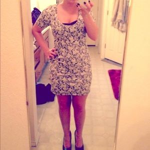 White & Grey Print Dress